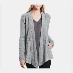 Kuhl Nova Wrap Cardigan Sweater Womens Size Medium Gray Heathered Wool Blend